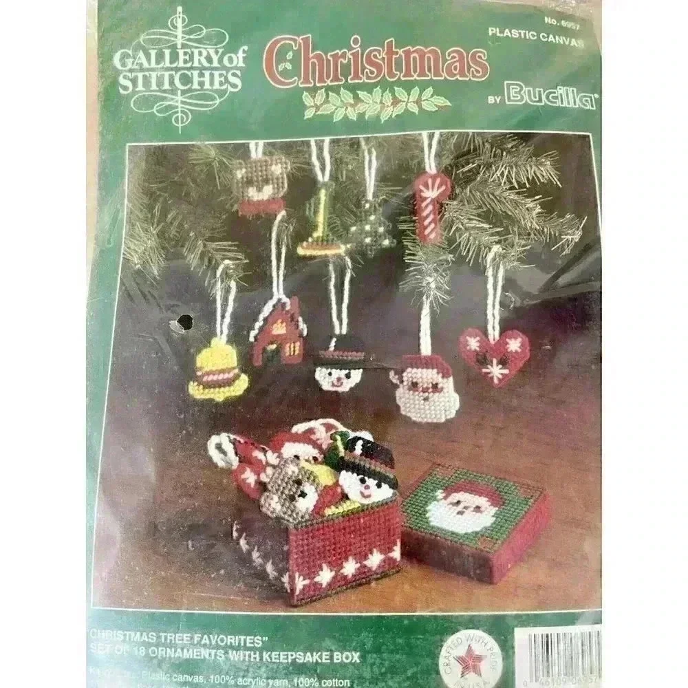 Bucilla Gallery of Stitches Christmas 18 Ornaments w/ Keepsake Box Craft Kit NEW